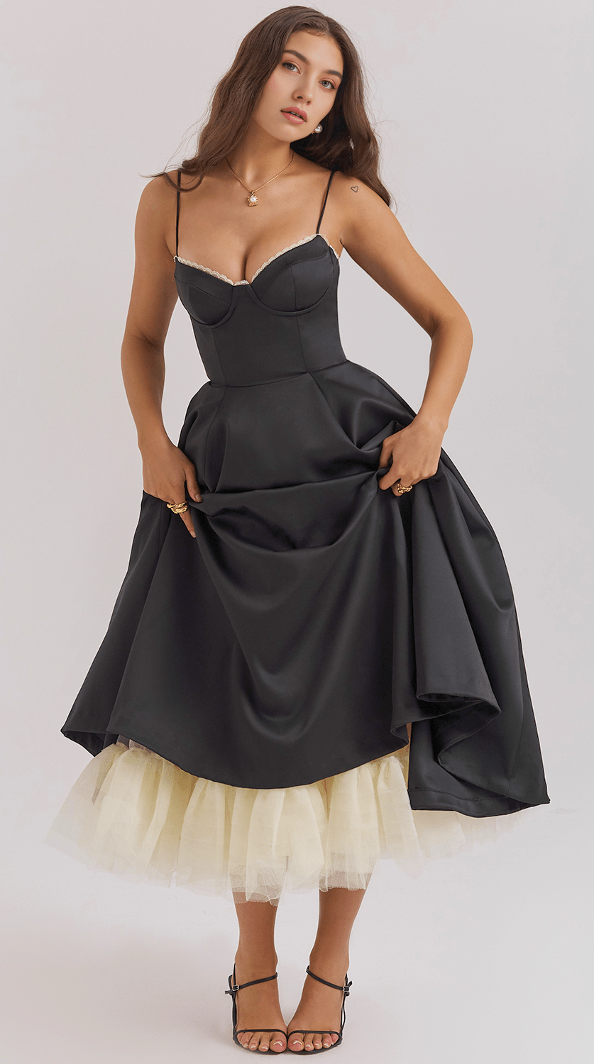 Vestido midi de silueta drapeada