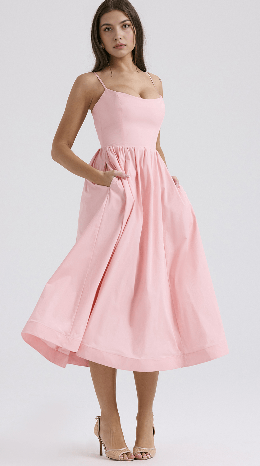 Vestido midi drapeado de estilo sofisticado