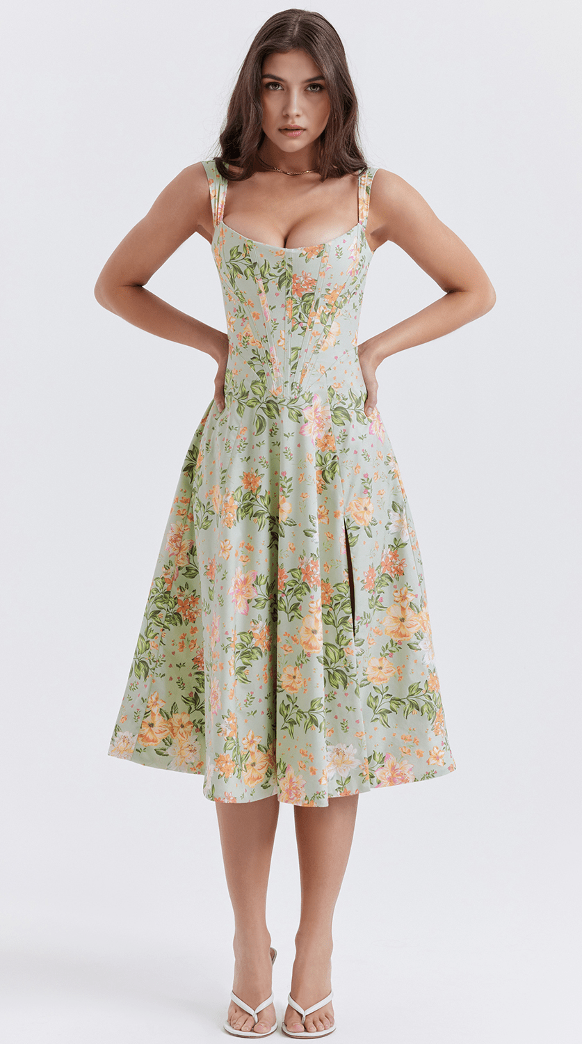 Vestido midi drapeado de silueta atemporal