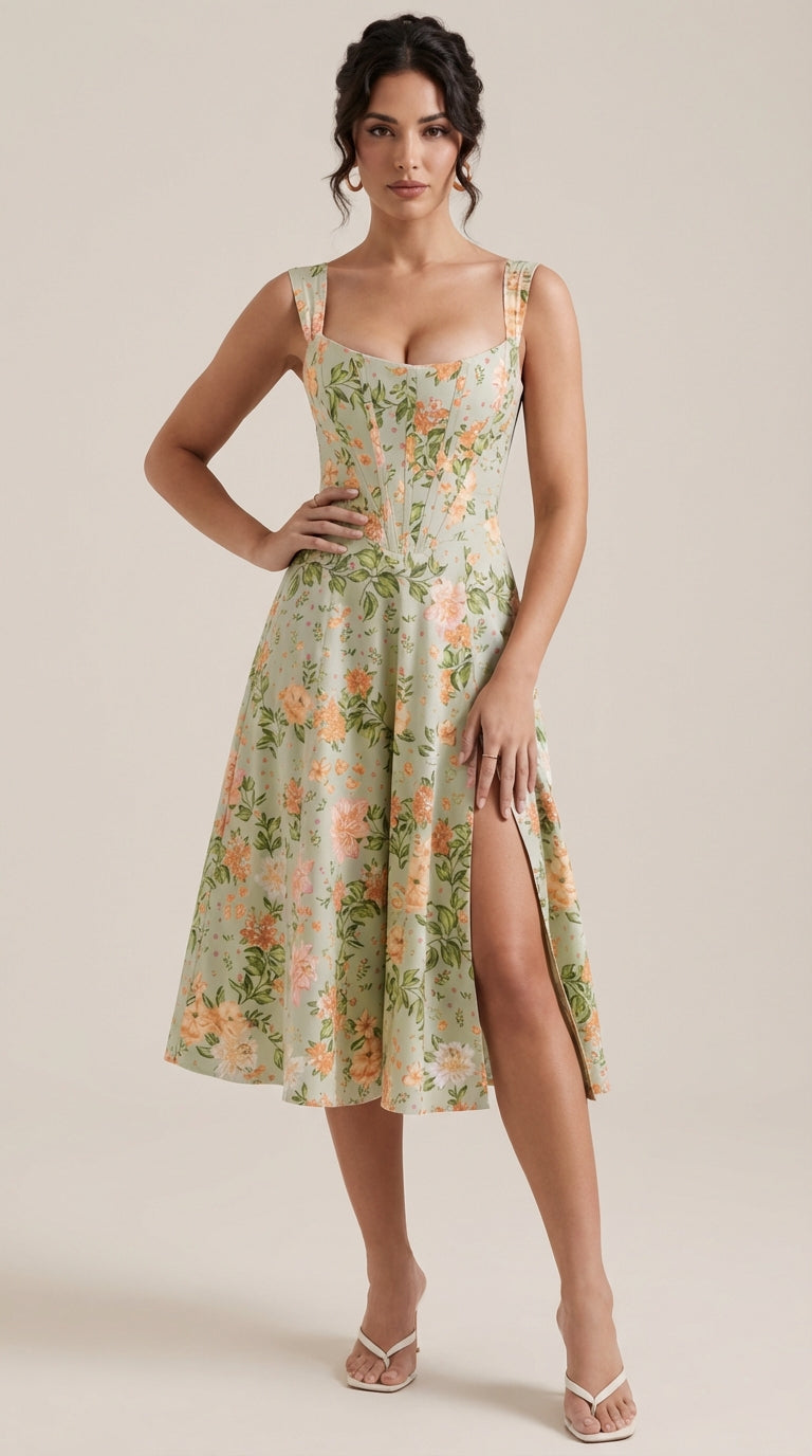 Vestido midi drapeado de silueta atemporal