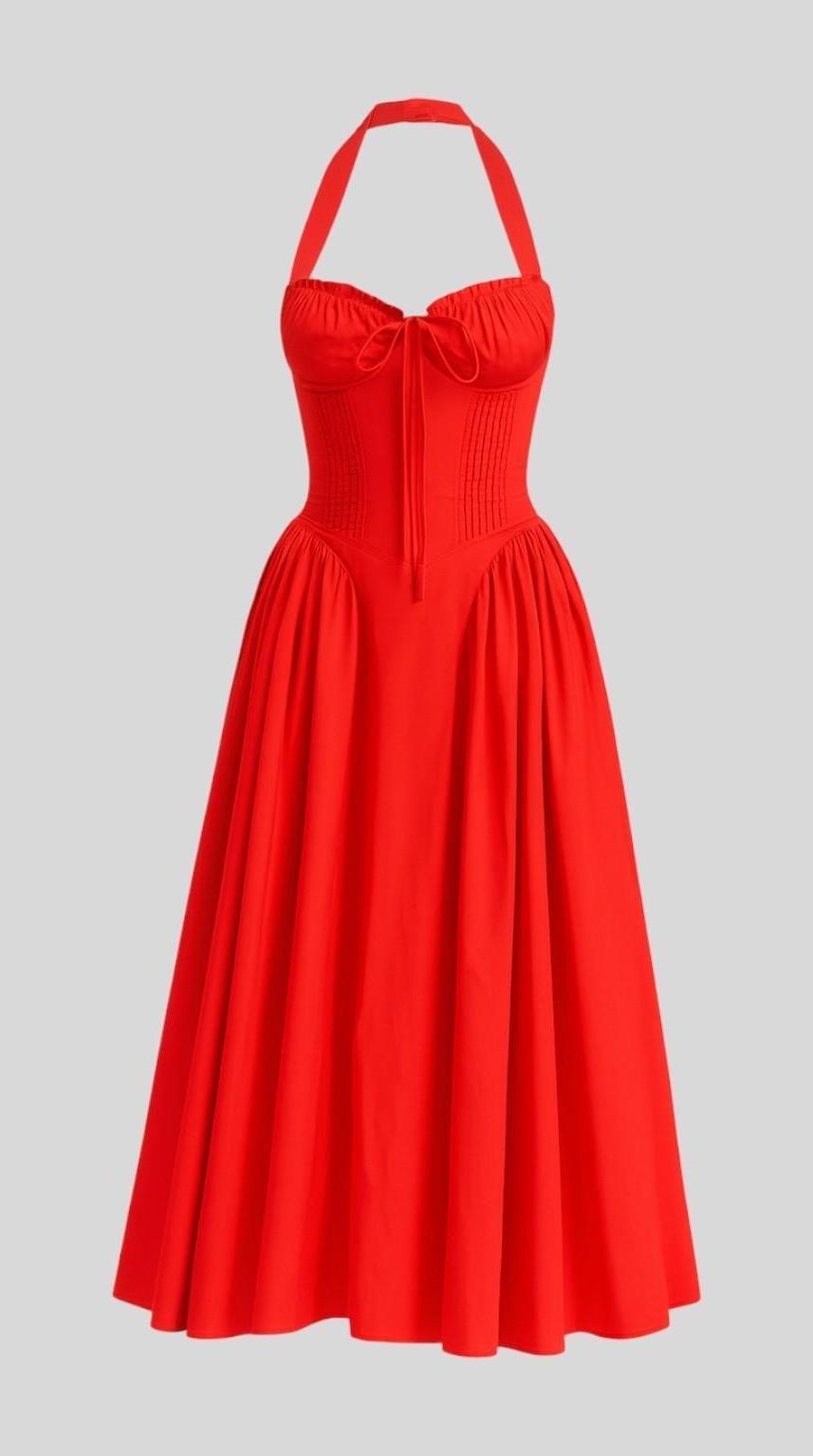 Vestido midi drapeado de silueta fluida para eventos