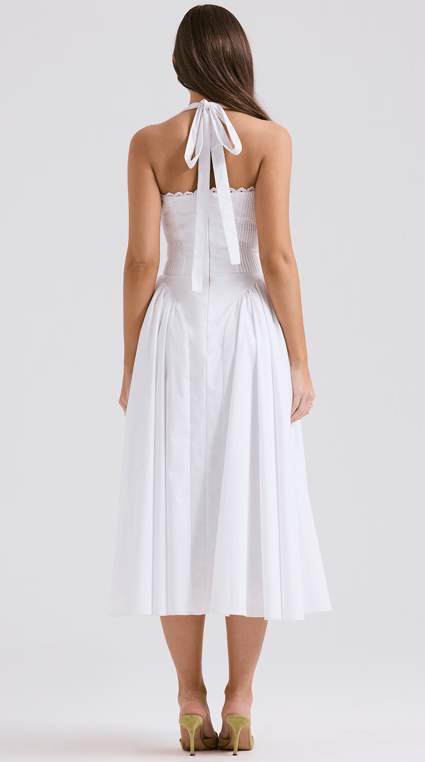 Vestido midi drapeado de silueta fluida para eventos