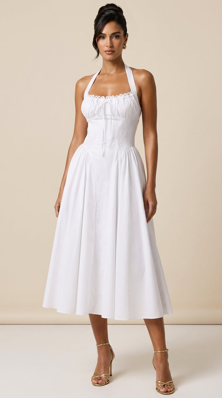 Vestido midi drapeado de silueta fluida para eventos