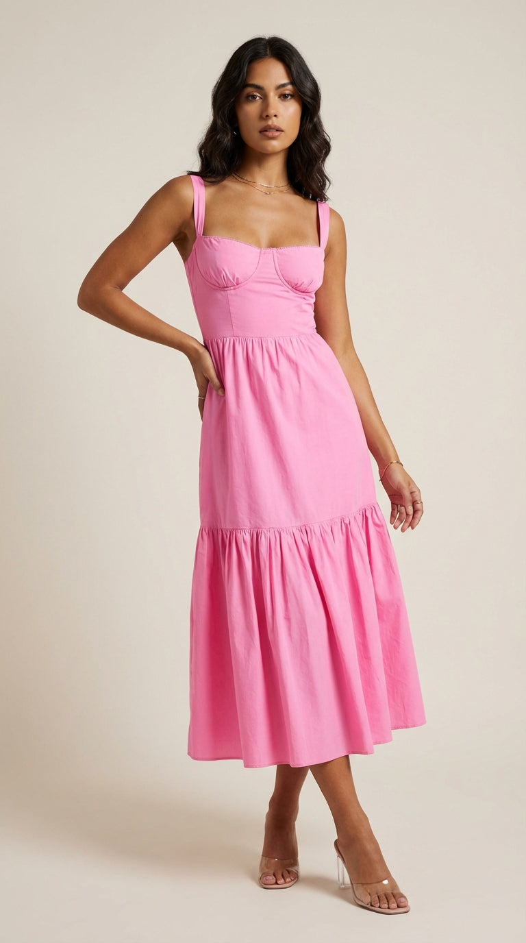 Vestido midi drapeado elegante y versátil