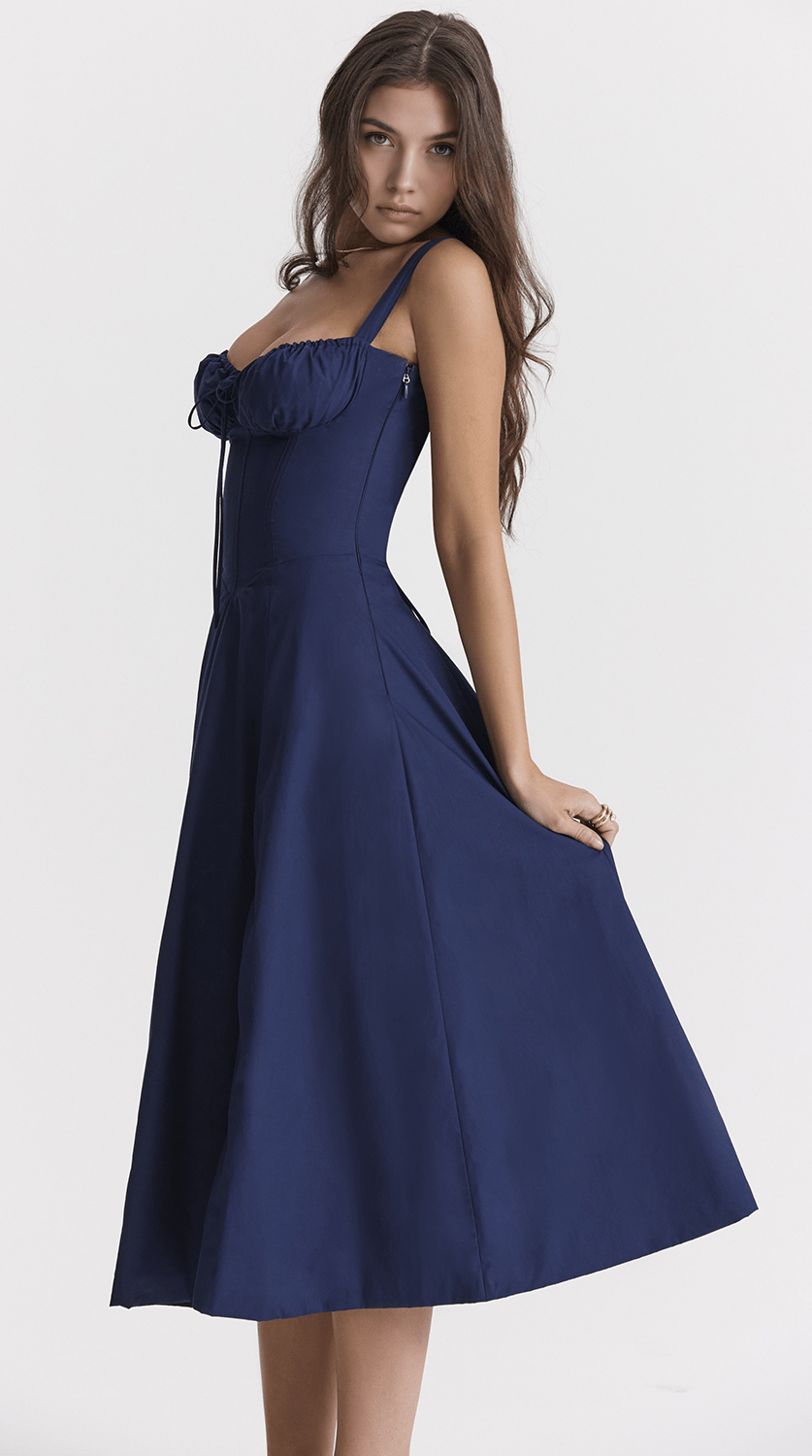 Vestido midi drapeado versátil