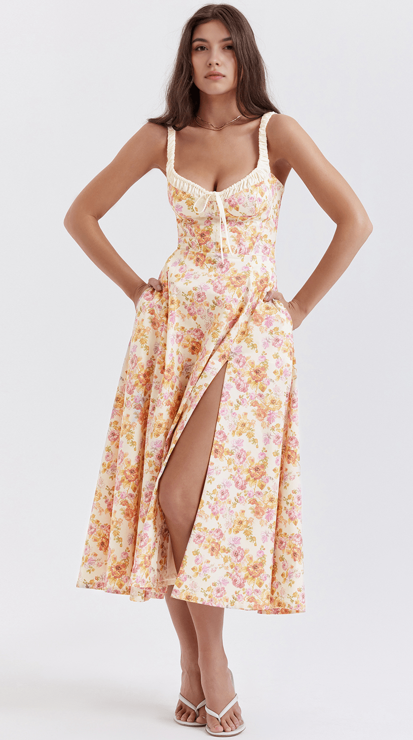 Vestido midi fluido de silueta elegante