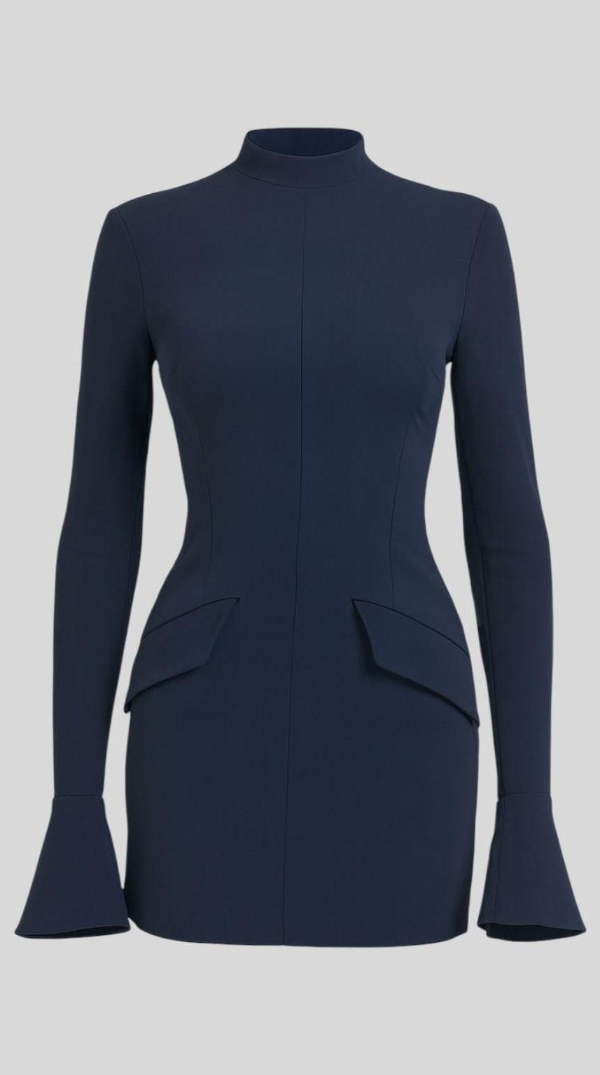 Vestido mini de manga larga elegante