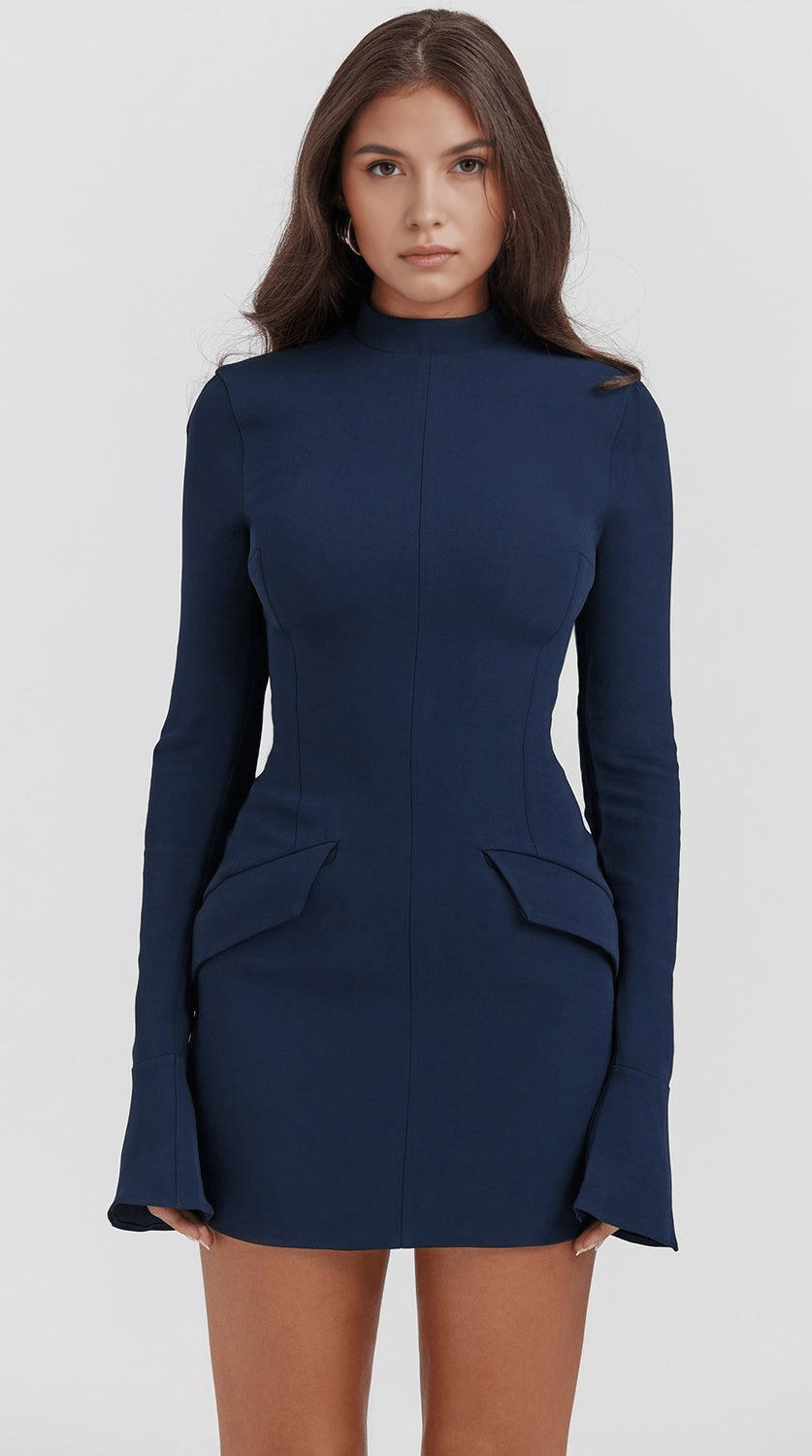 Vestido mini de manga larga elegante