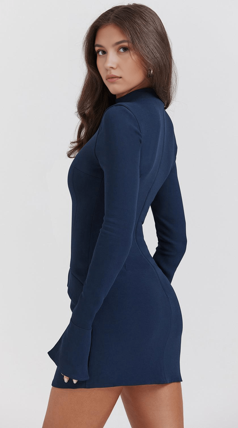 Vestido mini de manga larga elegante