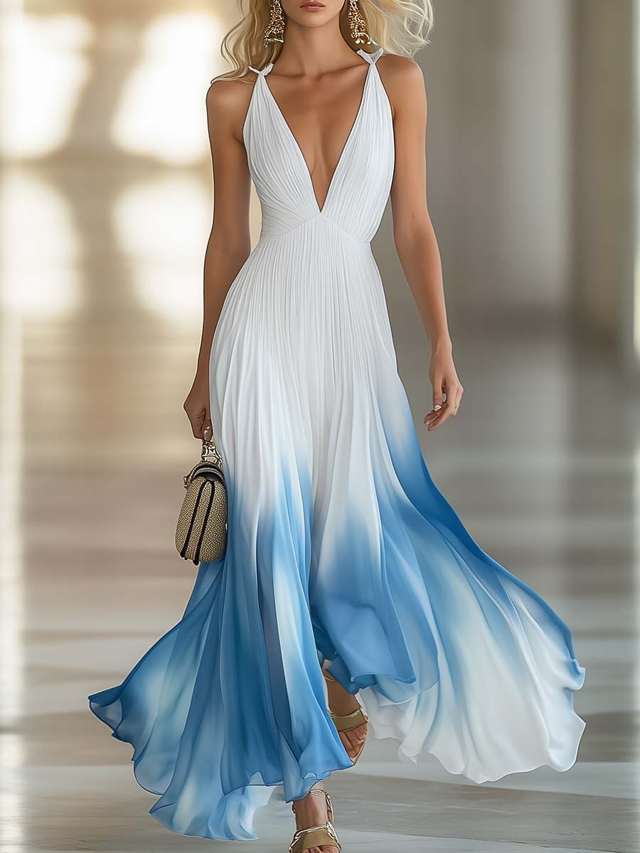 Vestido Maxi Azul Degradado