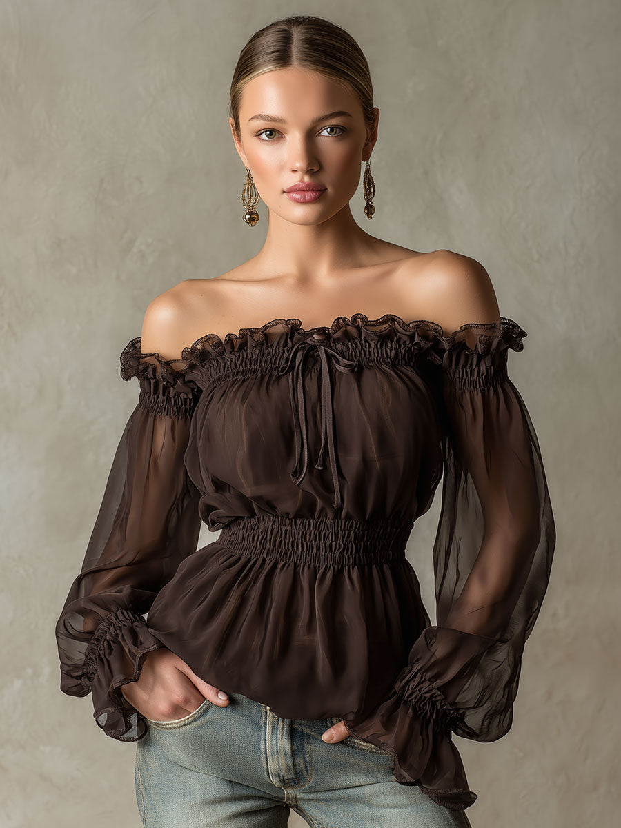 Blusa Marrón con Volantes
