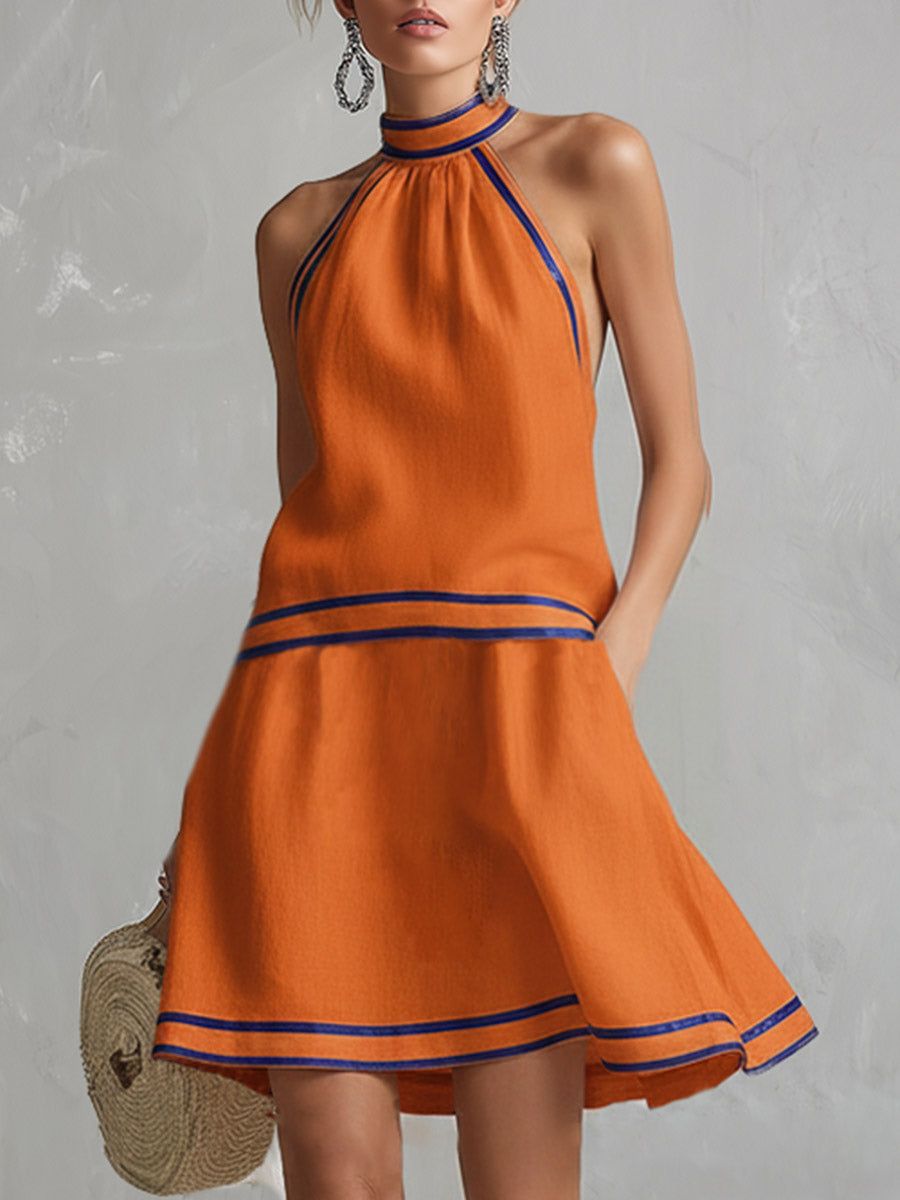 Vestido Mini Halter Contraste