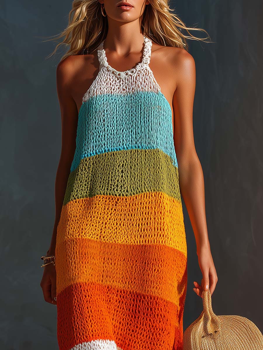 Vestido Maxi Halter Rayas
