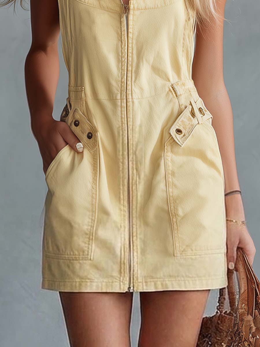 Vestido Mini Denim Amarillo
