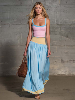 Conjunto Falda Maxi Pastel