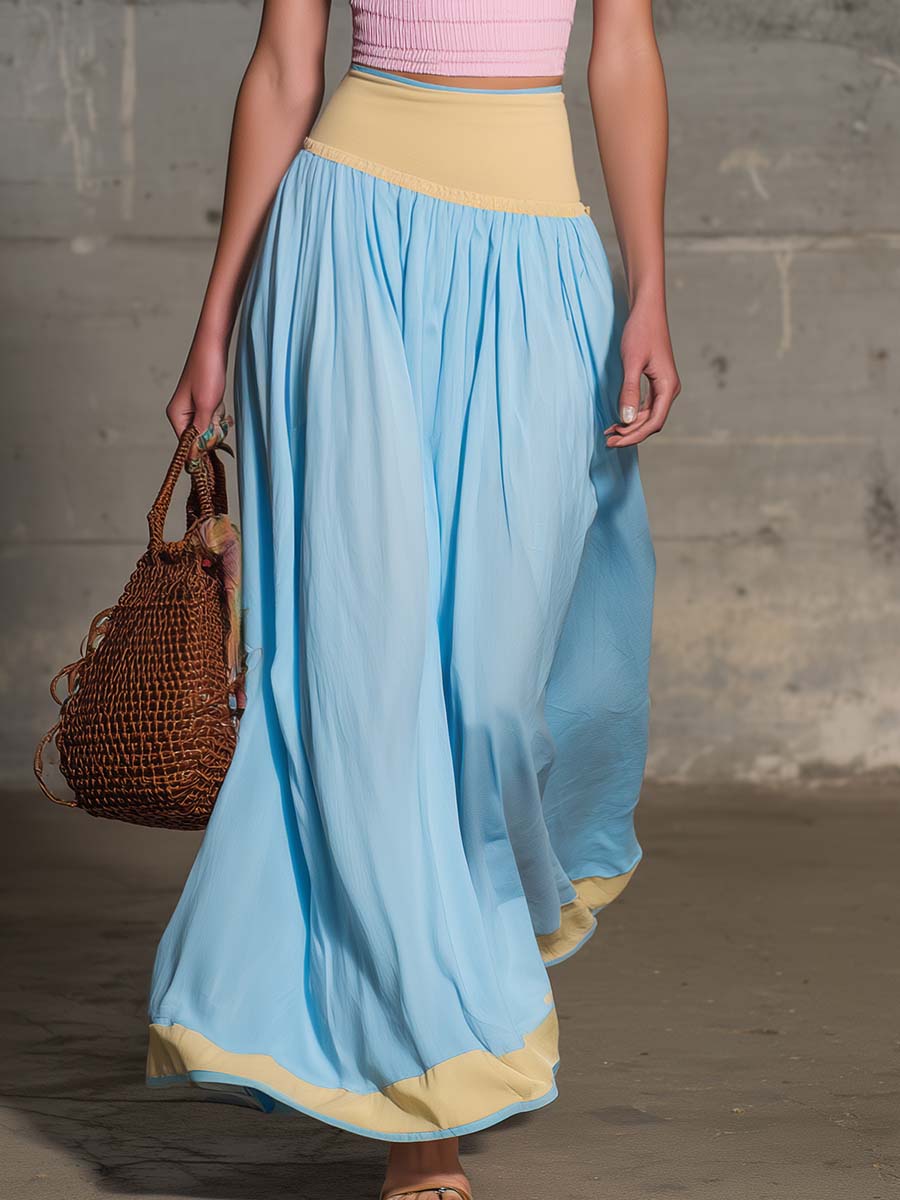 Conjunto Falda Maxi Pastel