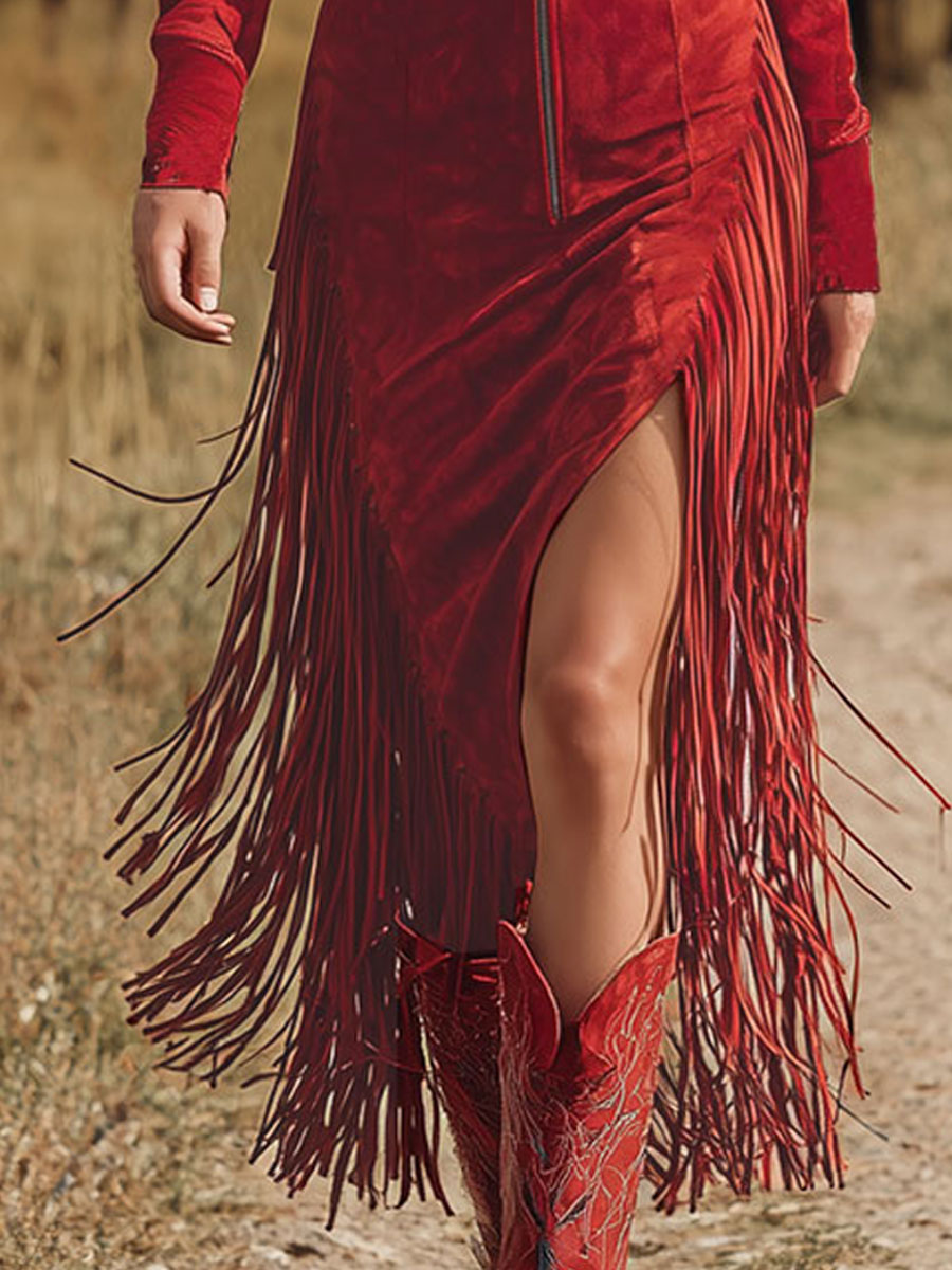 Vestido Midi Western Rojo
