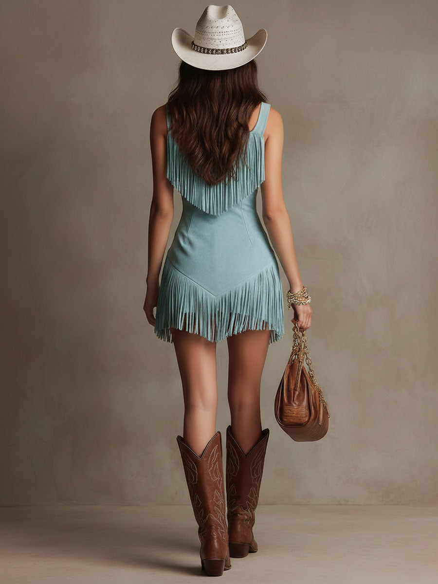 Vestido Mini Western Azul