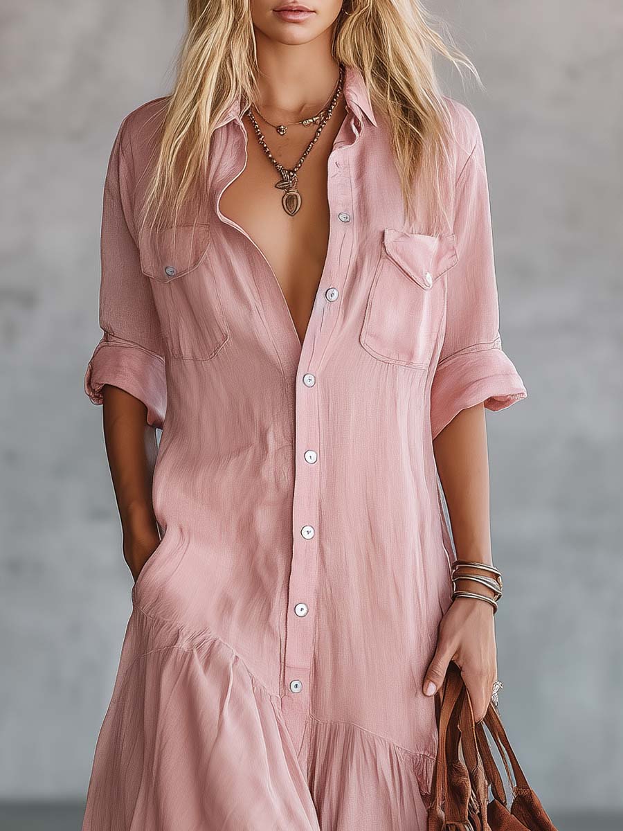 Vestido Camisero Rosa