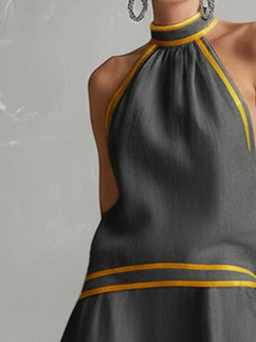 Vestido Mini Halter Contraste