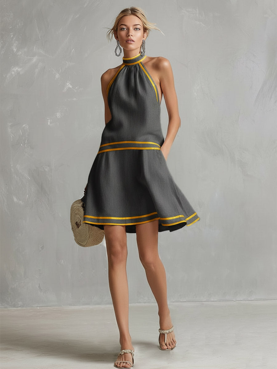 Vestido Mini Halter Contraste