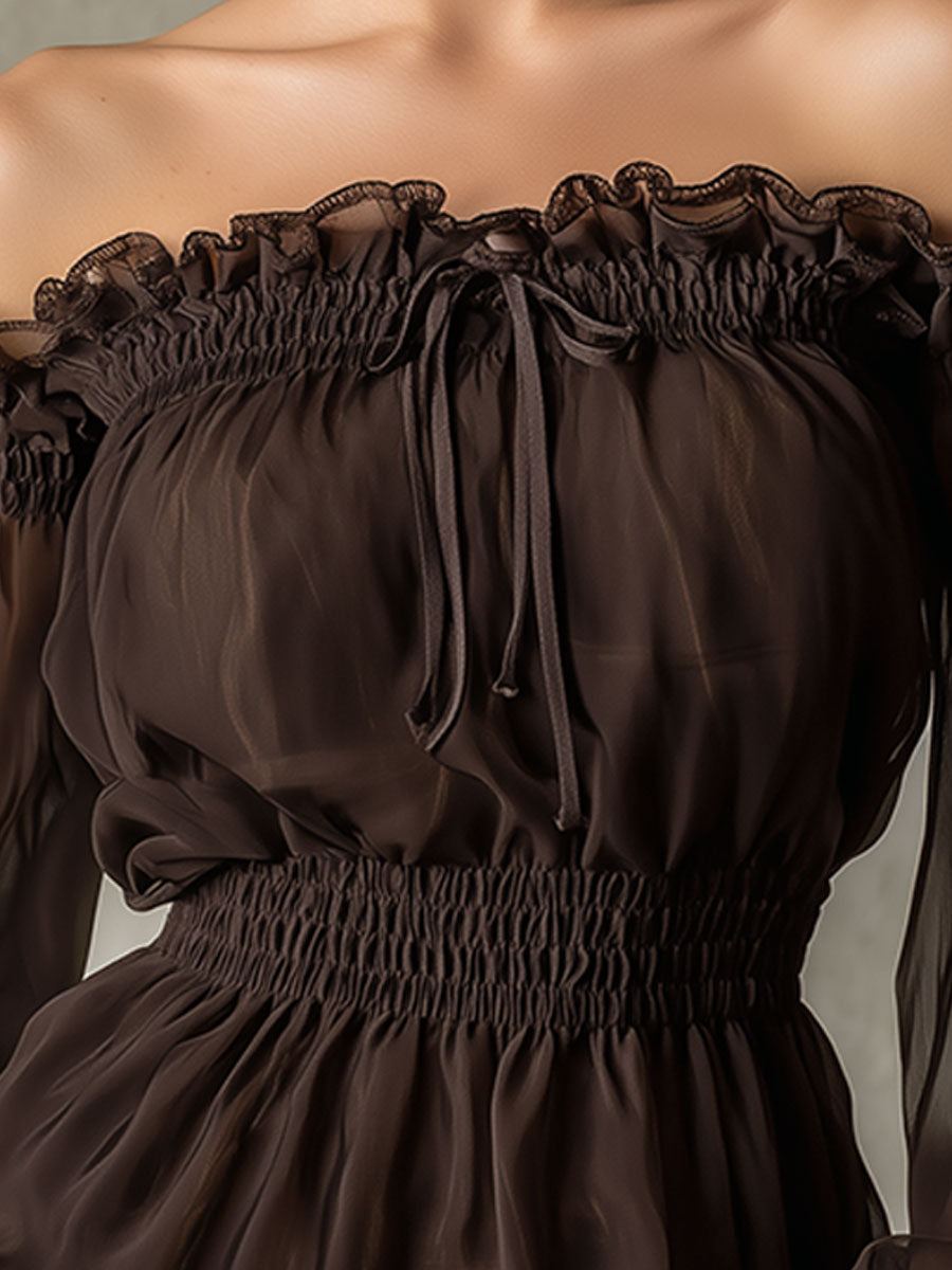 Blusa Marrón con Volantes