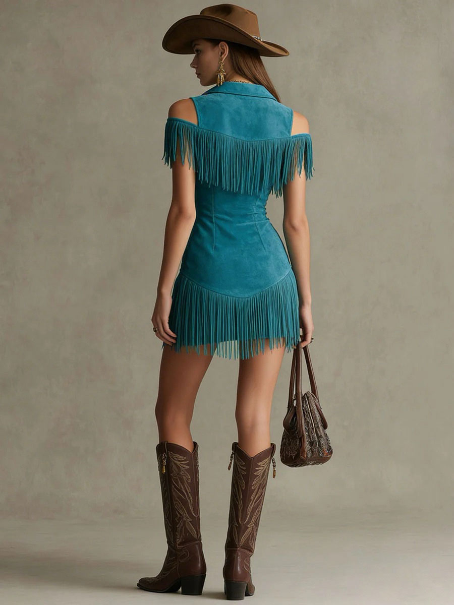 Vestido Mini Azul Pavo Real
