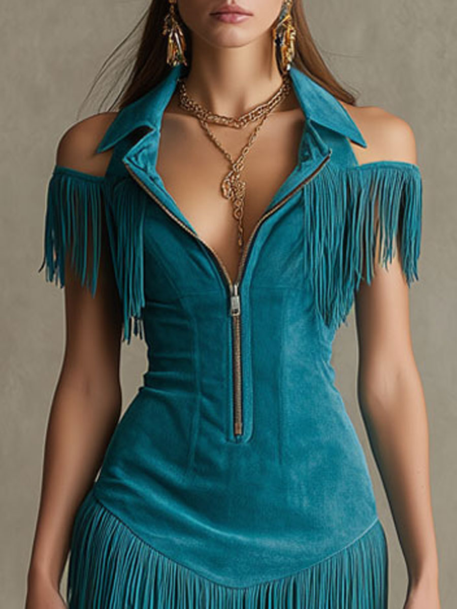 Vestido Mini Azul Pavo Real