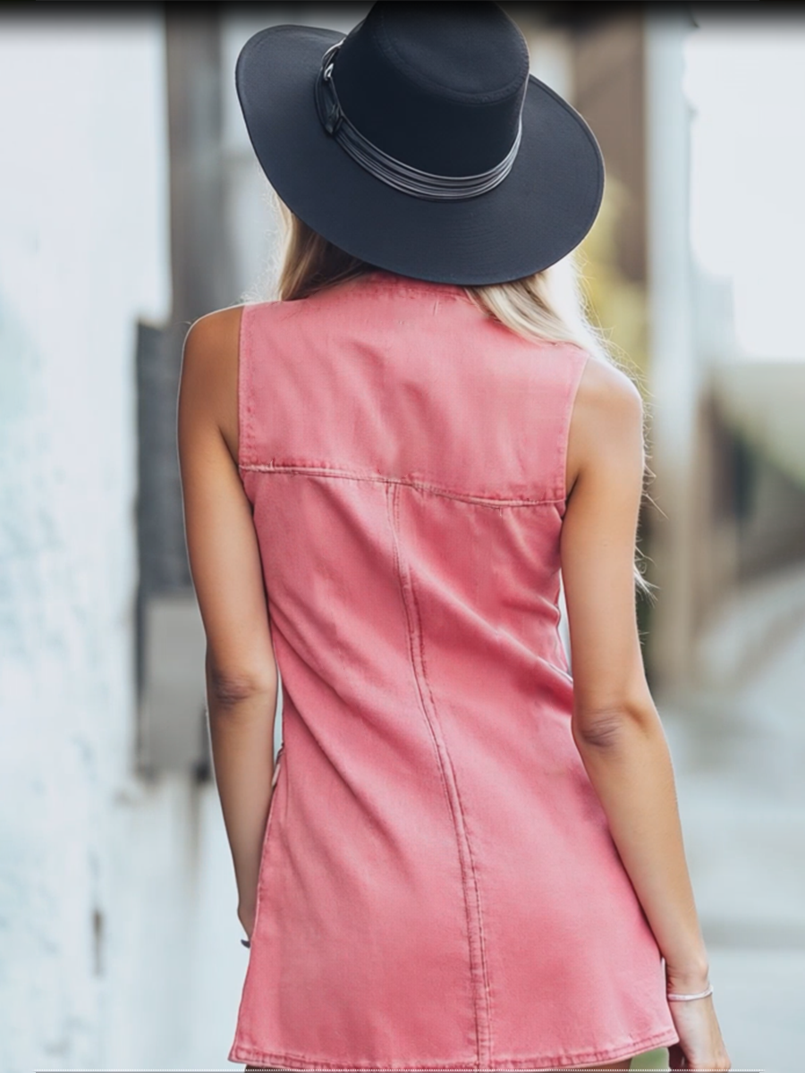 Vestido Mini Denim Rosa