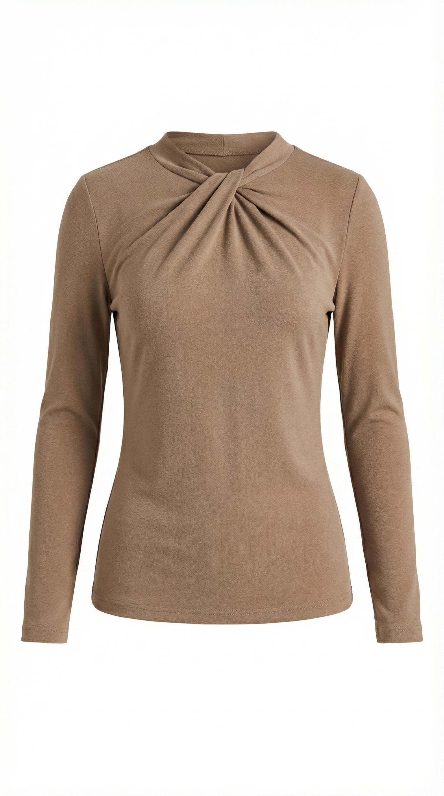 Blusa de cuello mock con lazo delicado