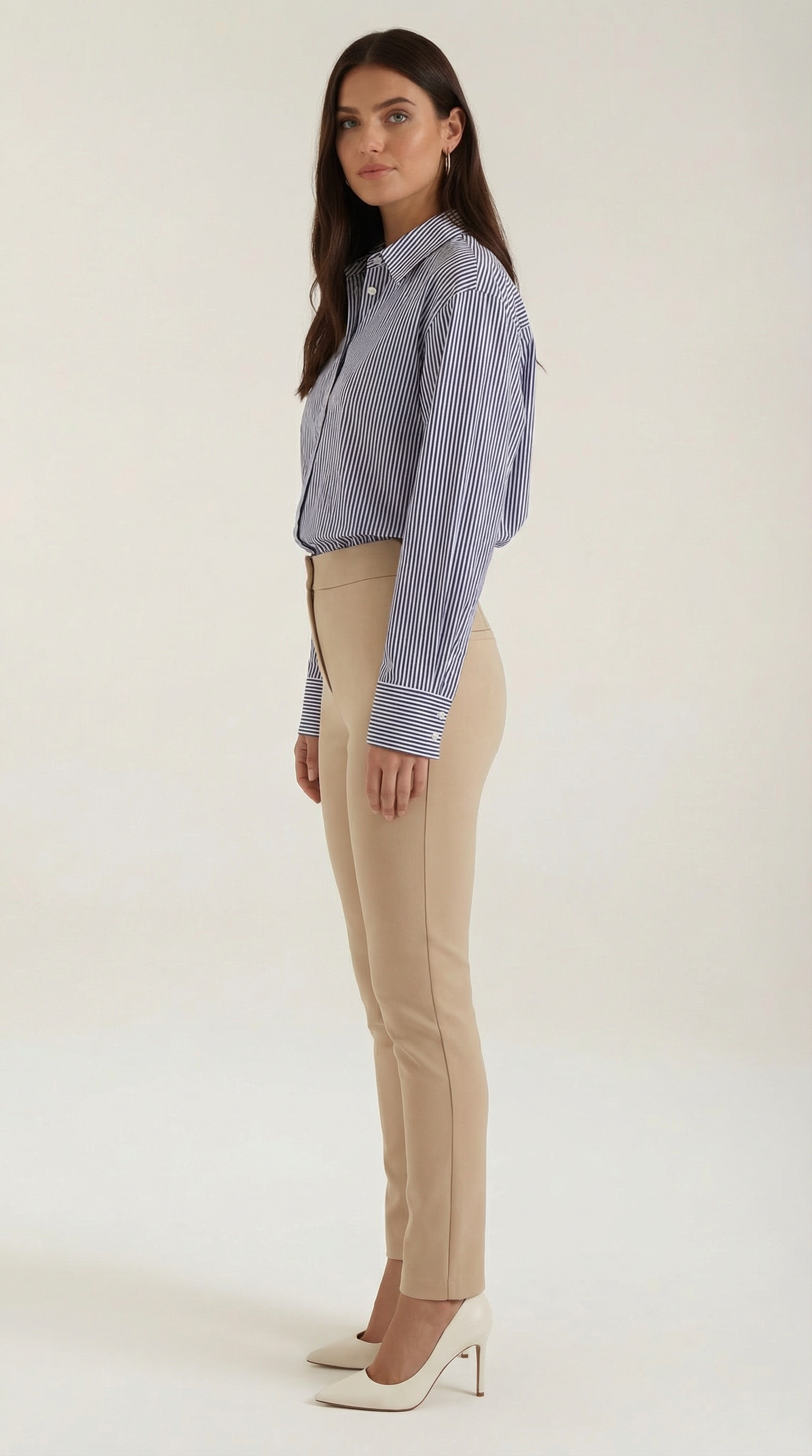 Blusa de manga larga a rayas de estilo parisino