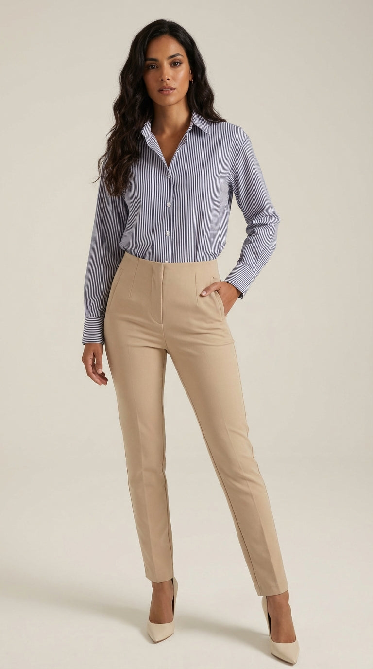 Blusa de manga larga a rayas de estilo parisino