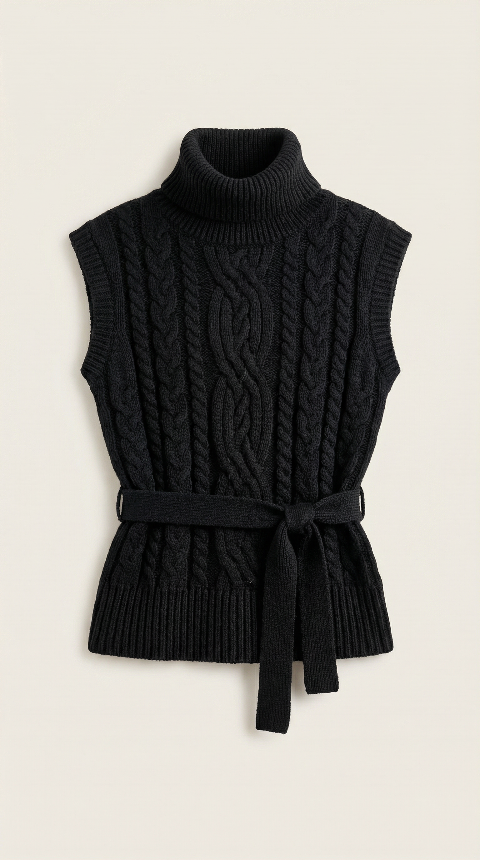 Chaleco Punto Trenzado Cuello Alto