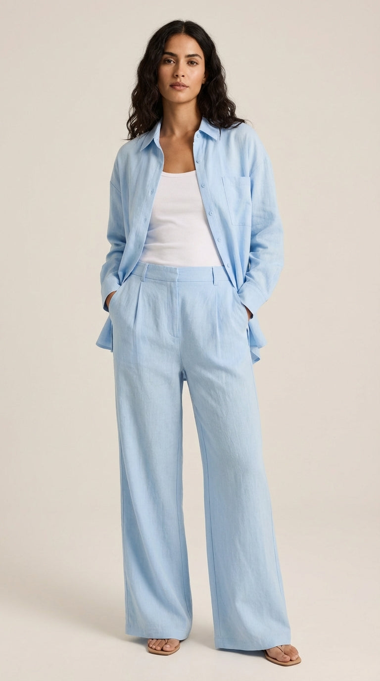 Conjunto de camisa y pantalones con botones decorativos