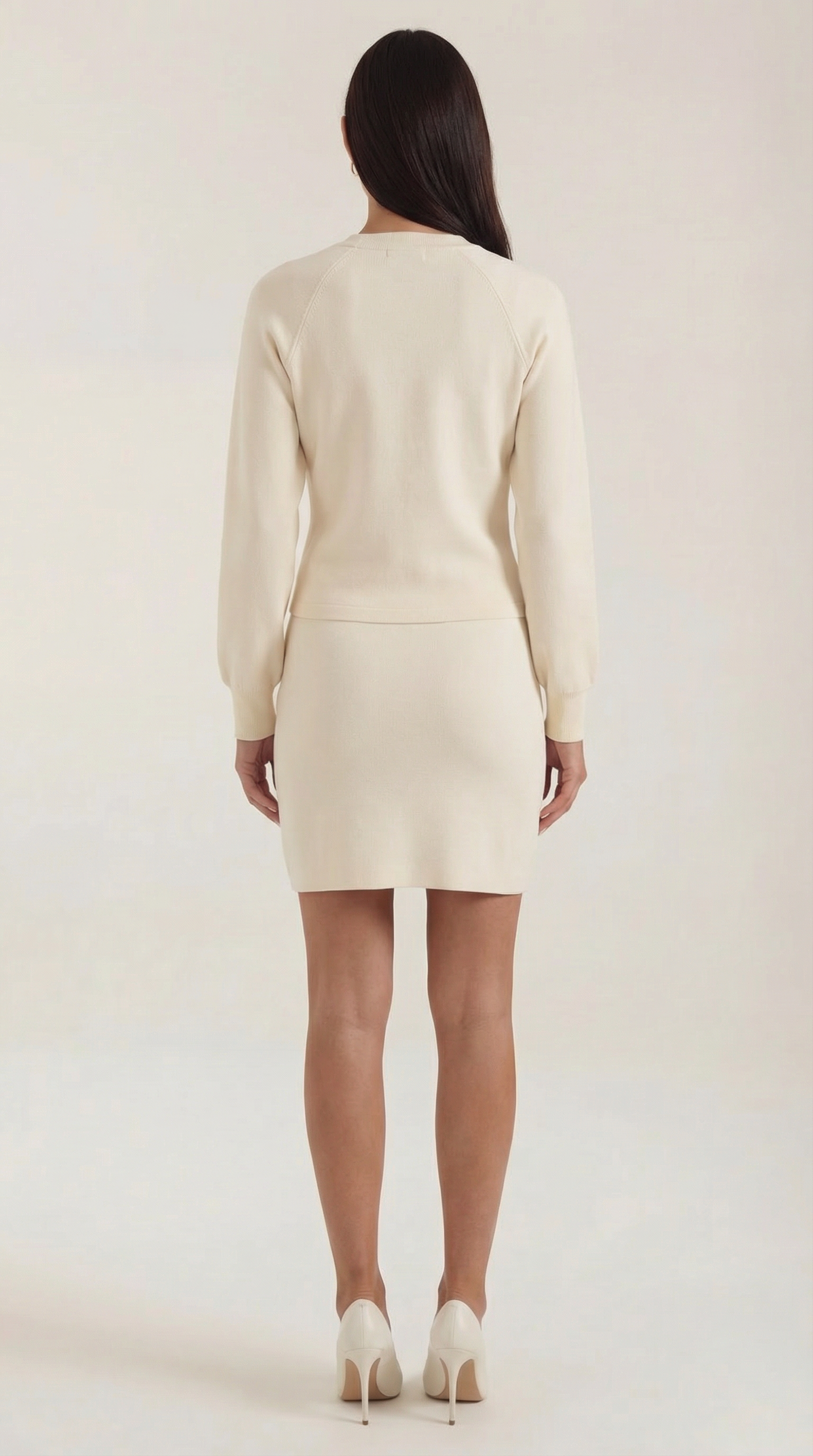 Conjunto de chaqueta de punto y falda abotonada coordinado