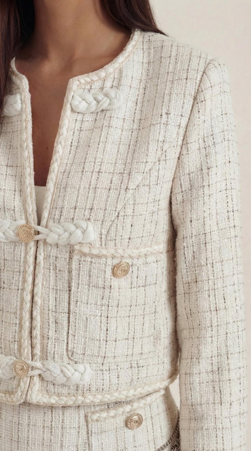 Conjunto de falda de tweed de inspiración clásica