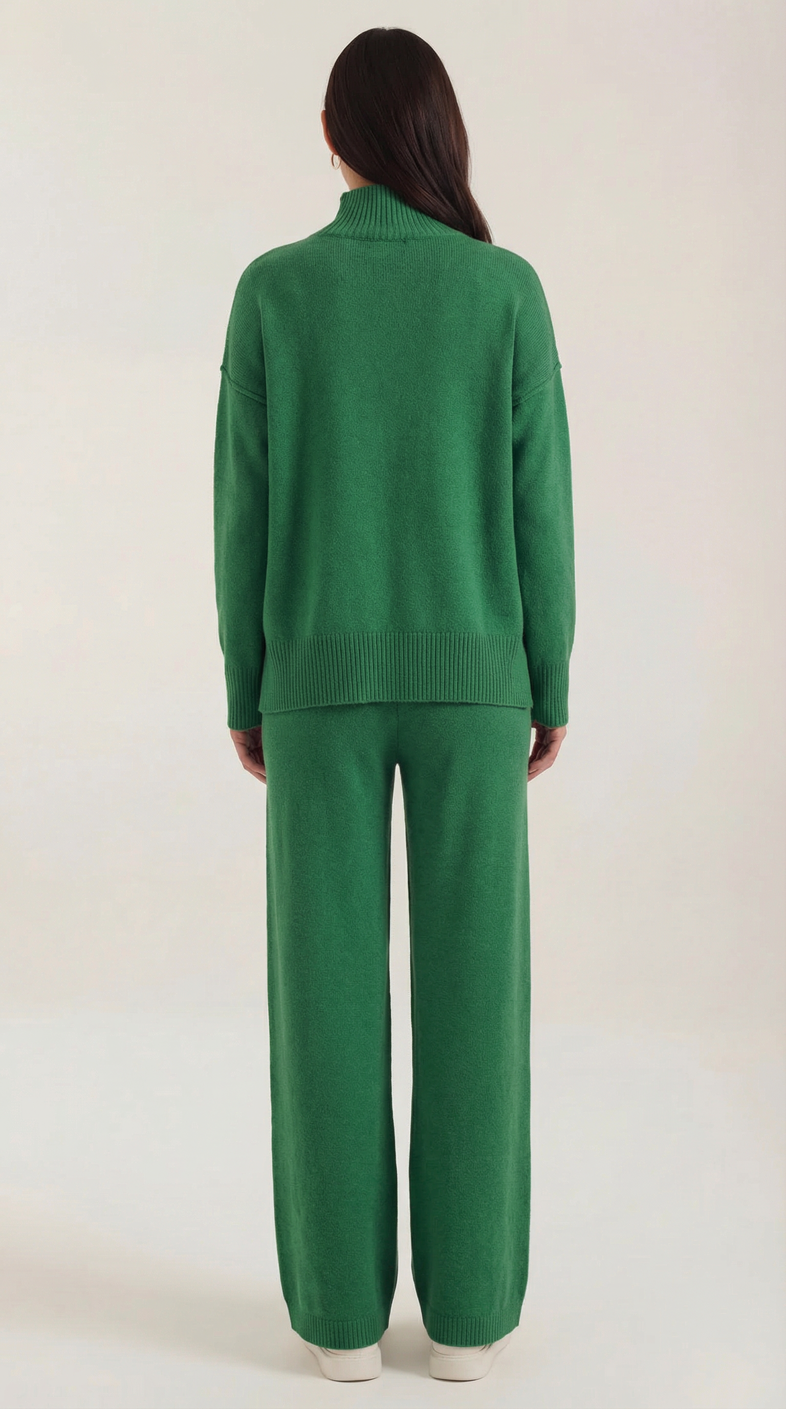 Conjunto de suéter de cuello alto con pantalones vaqueros