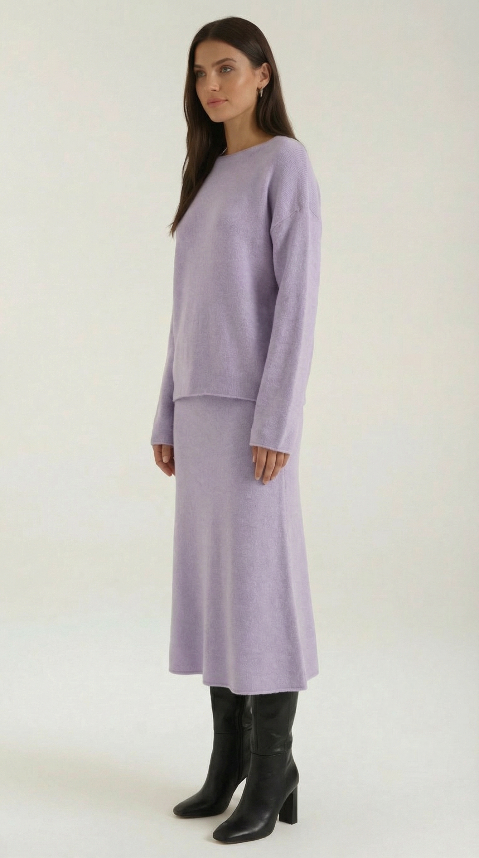 Conjunto de suéter y falda de silueta elegante