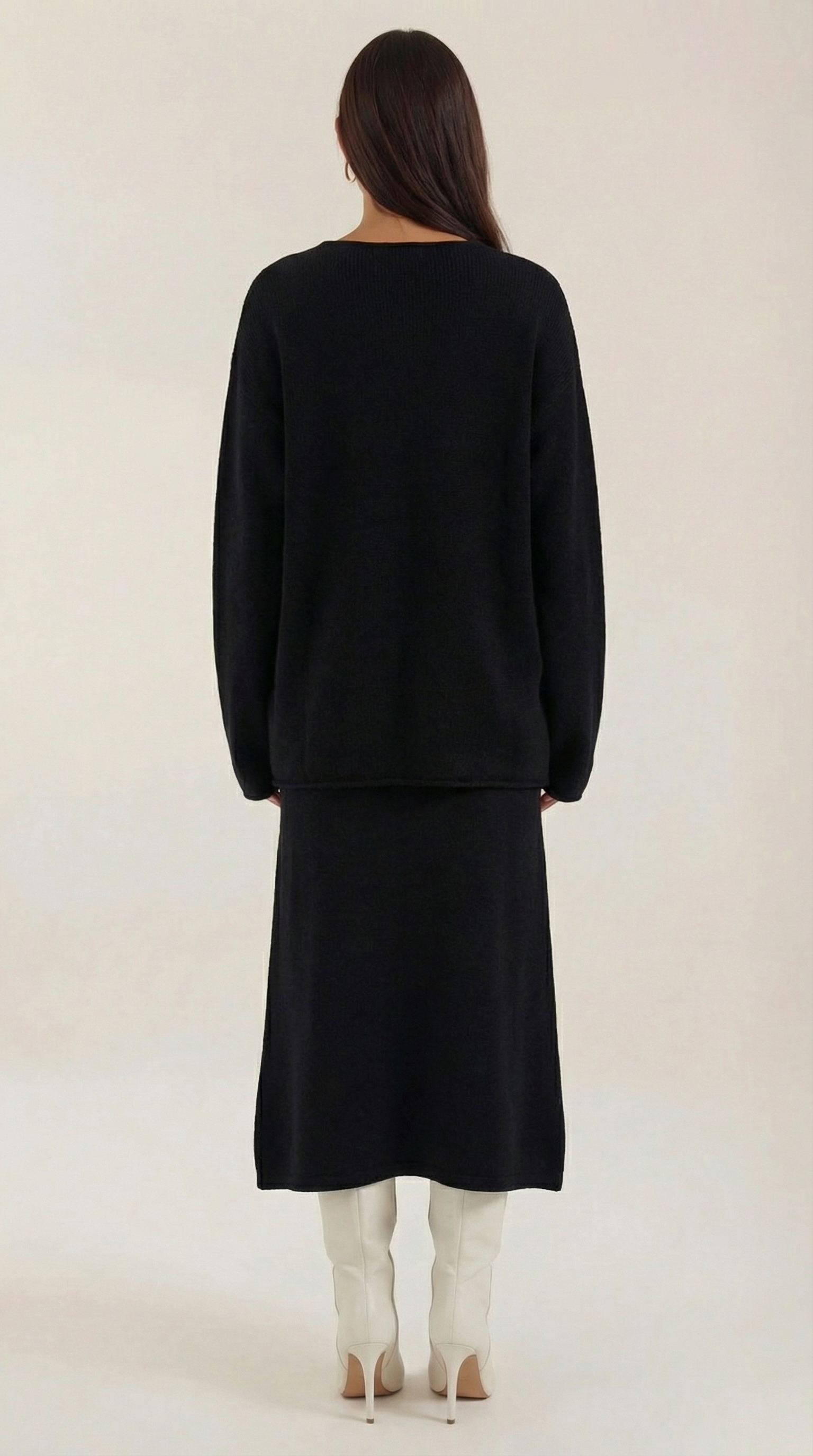 Conjunto de suéter y falda de silueta elegante