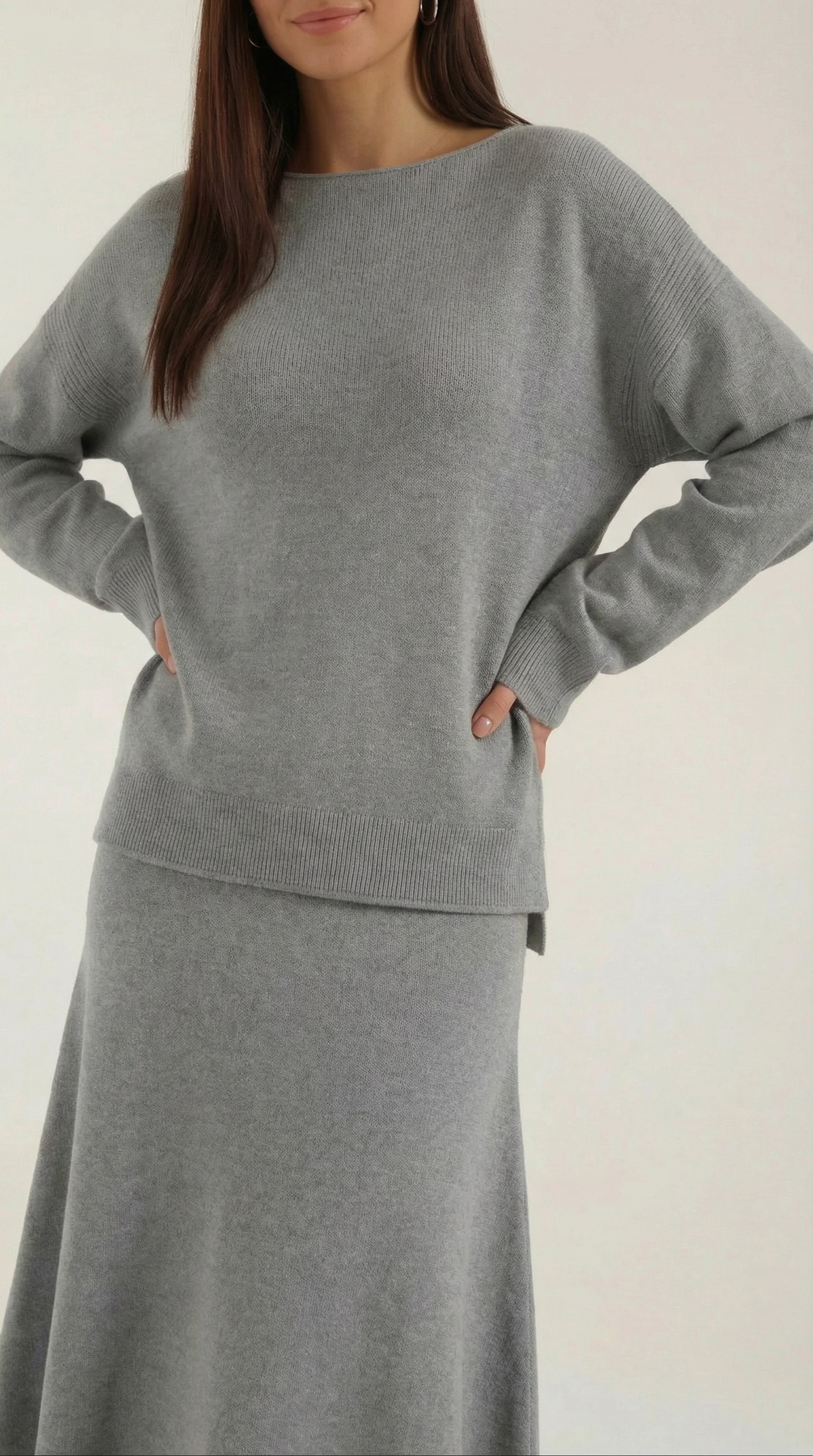 Conjunto de suéter y falda de silueta elegante