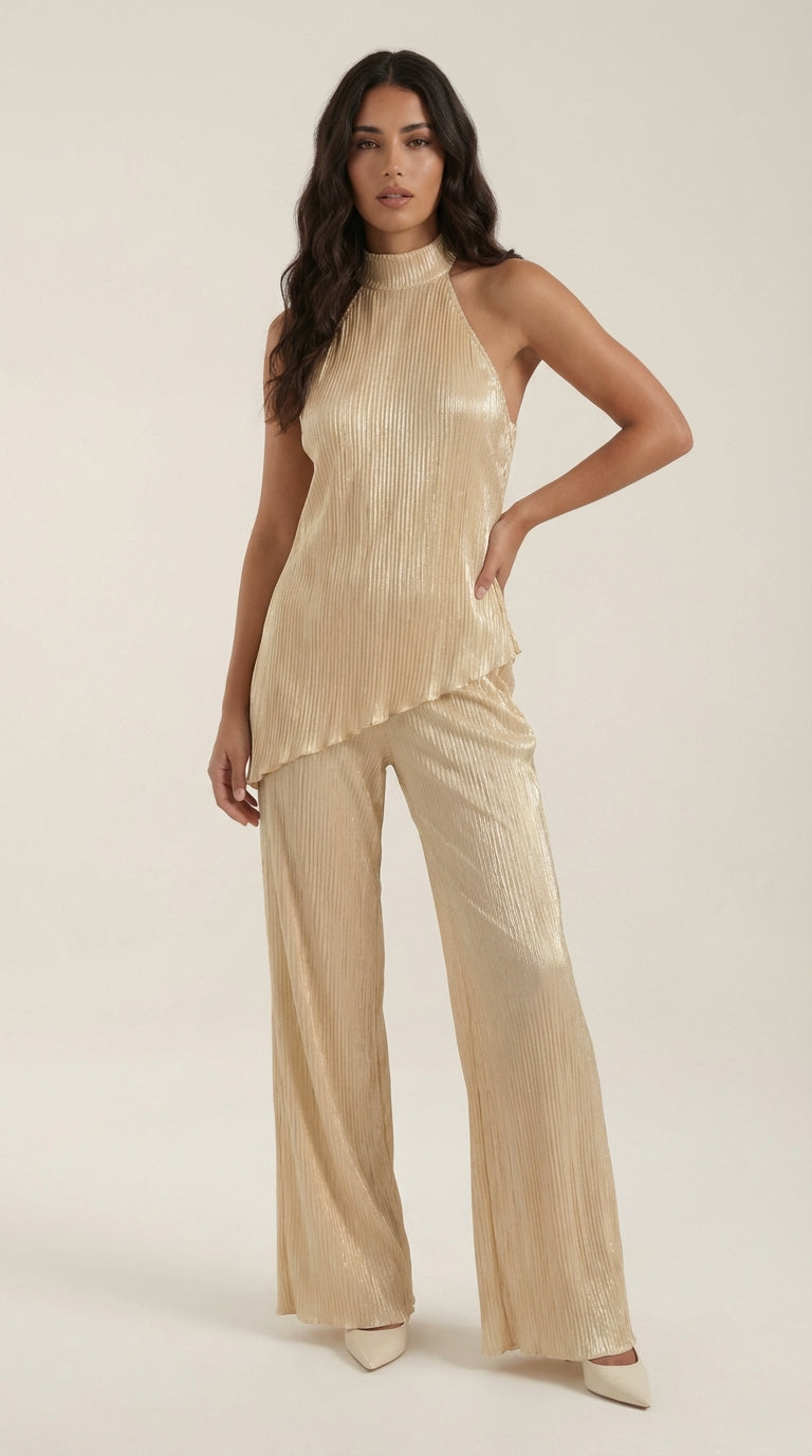 Conjunto de top y pantalones de silueta fluida