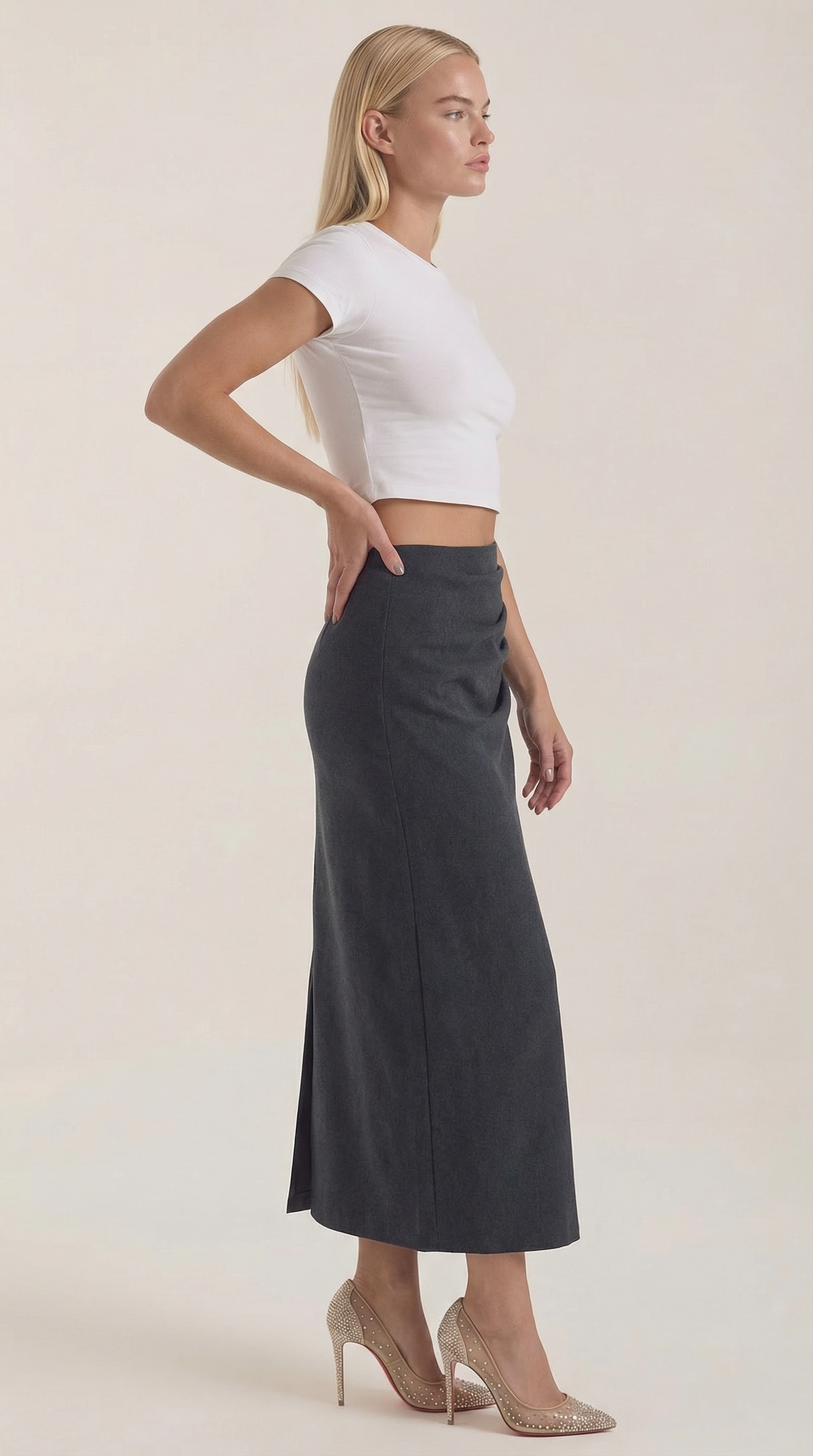 Falda midi con volantes y caída ligera
