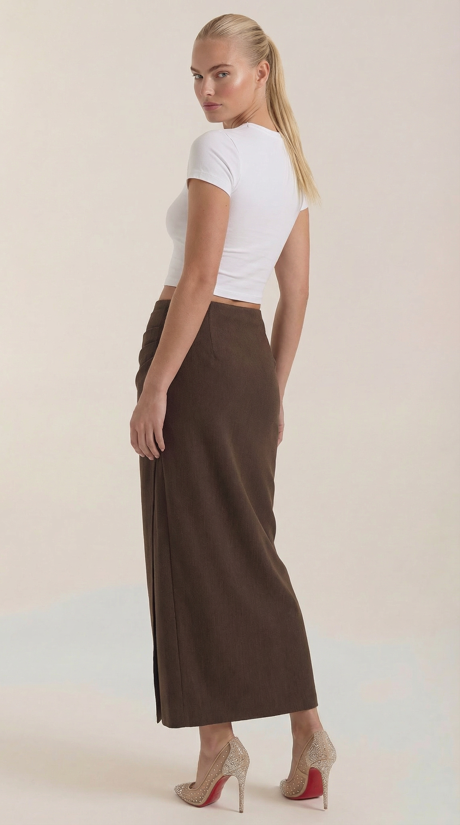 Falda midi con volantes y caída ligera