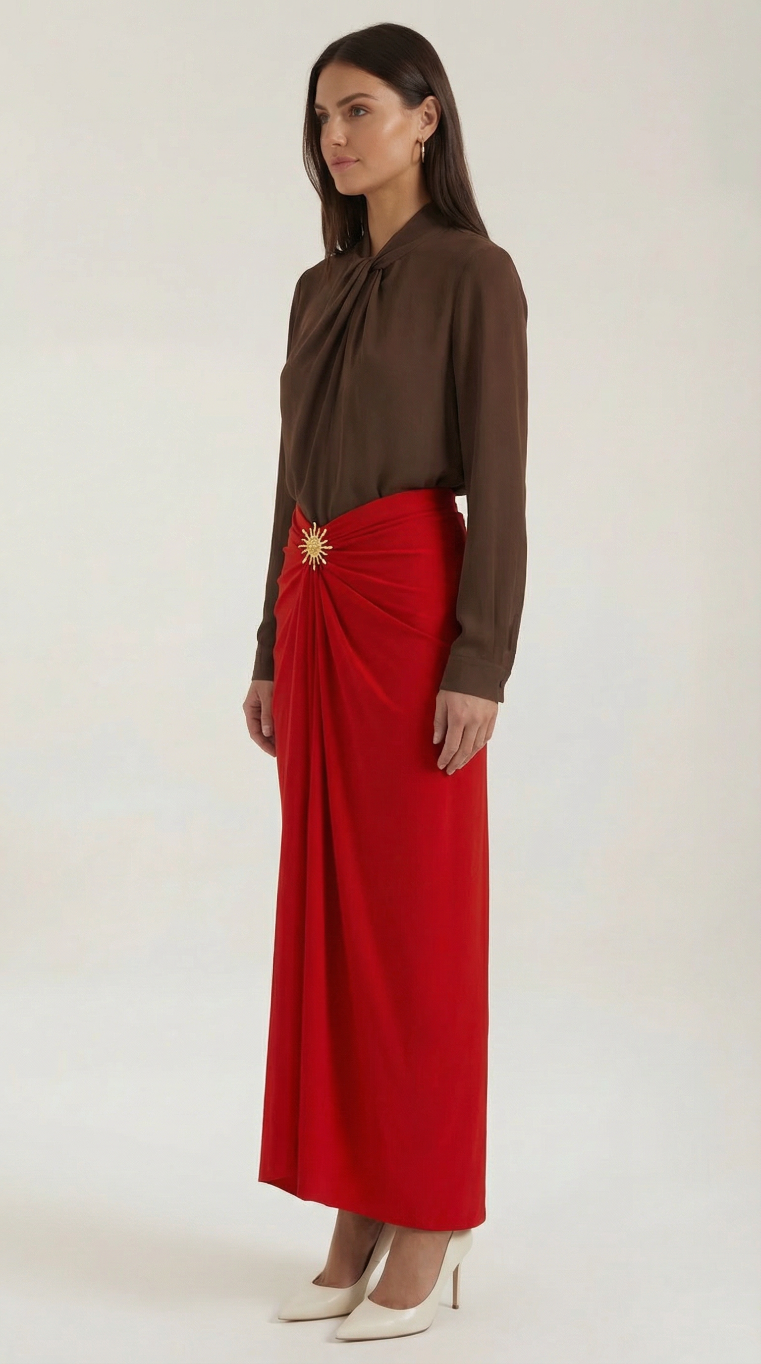 Falda midi de diseño entallado