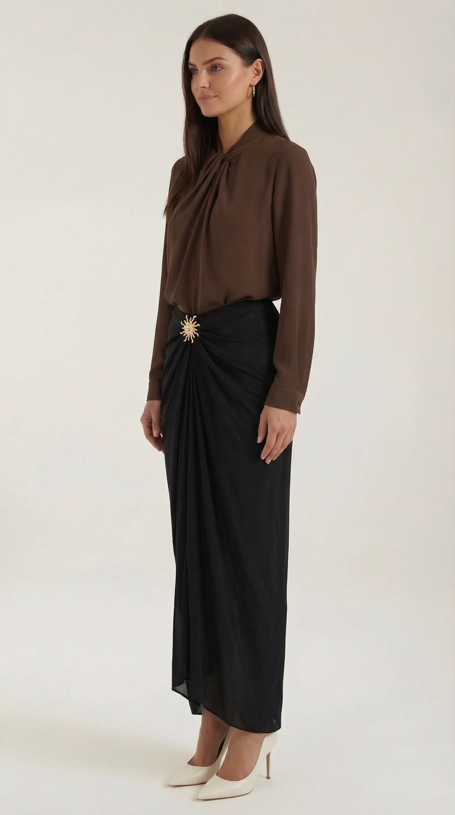 Falda midi de diseño entallado