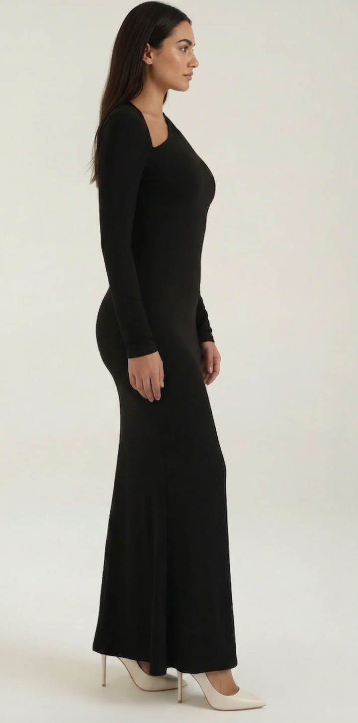 Vestido maxi bodycon de corte largo