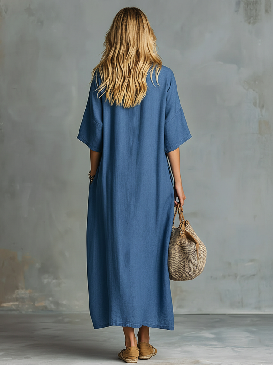 Vestido Maxi Denim Tencel