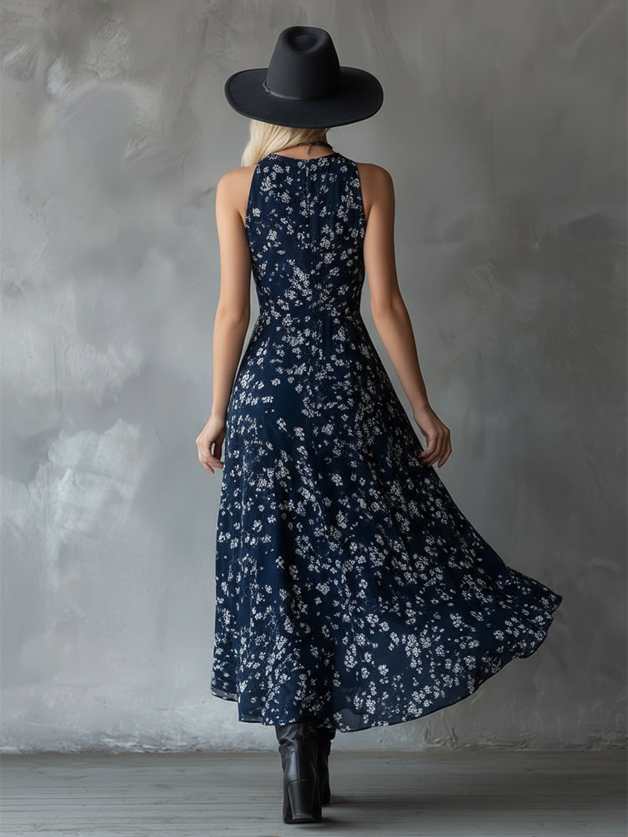Vestido Maxi Floral Azul