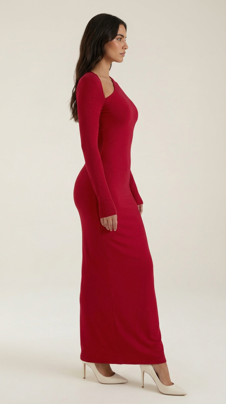 Vestido maxi bodycon de corte largo