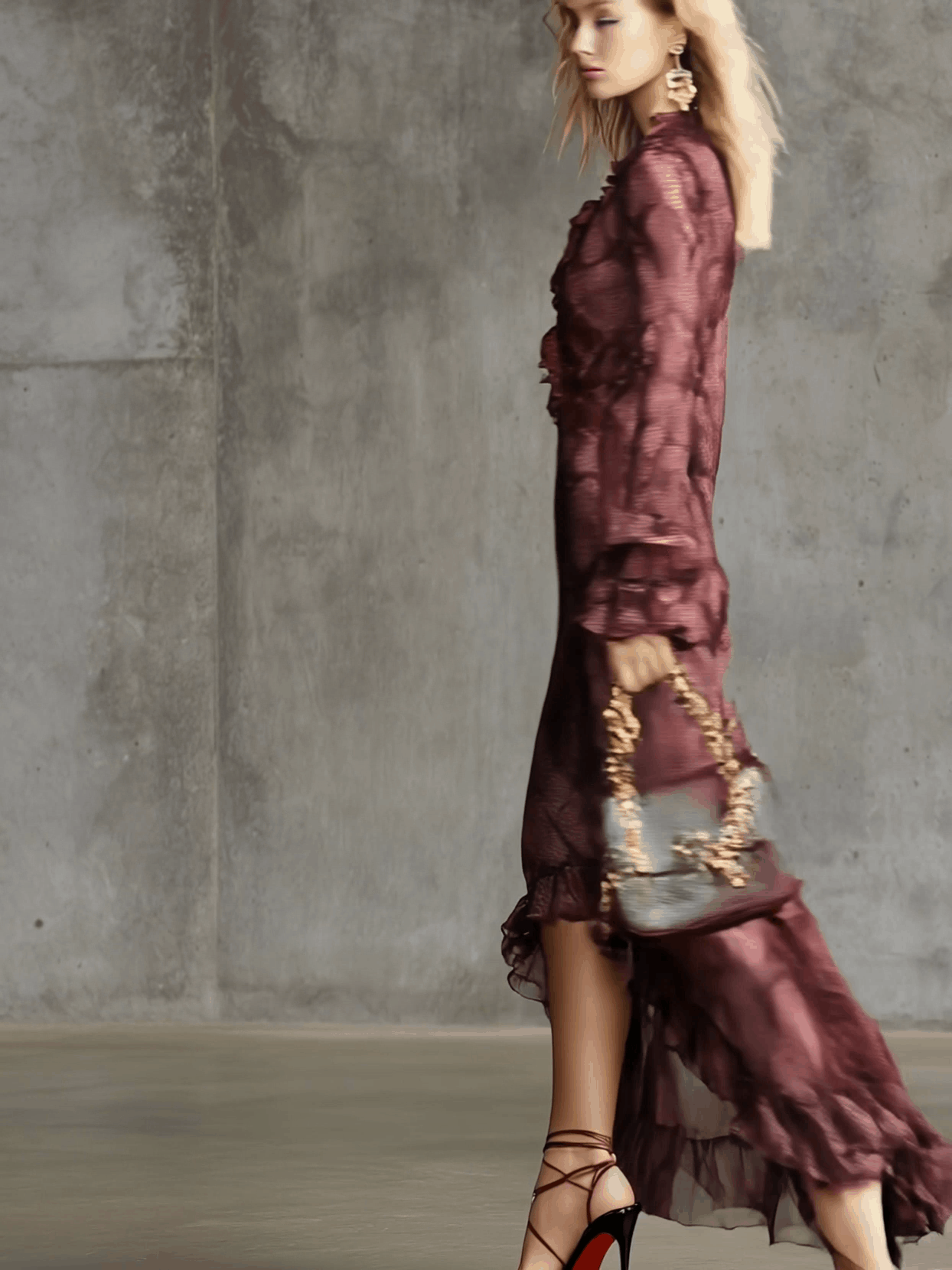 Vestido Maxi Serpiente Burdeos